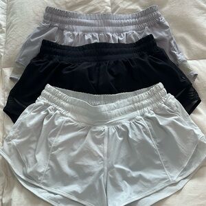Women’s Lululemon Shorts Bundle, size 6, Lavender,Black and White/ sold together